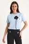 Women's Short Sleeve Cotton T-Shirt with Accessories Blue - 5