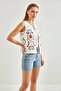 Women's Embroidered Lined Vest White Red - 2
