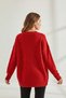 Women's V-Neck Knitwear Red Sweater - 4