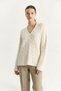 Women's Oval Collar Hair Knit Oversize Knitwear Cream Sweater - 4