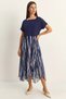 Women's Crop T-Shirt Detailed Lined Strap Chiffon Midi Navy Blue Dress - 2