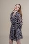 Women's Summer Coffee Color Ruffle Detailed V-Neck Chiffon Dress 50367 - 4
