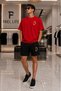 Unisex Comfortable Fit T-Shirt and Shorts B Gold Printed Set - 2