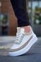 Zrk-X006 Premium High Sole White Beige Lace-Up Men's Sneaker - 3
