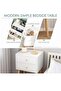 White Bedside Table, Modern Simple Wooden Nightstand, Bedroom Storage Night Table with Drawers, Suitable for Bedroom, Living Room, Study Room (Double Drawer) - 3