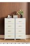 4-Drawer Dresser Vertical Storage Tower Fabric Dresser for Bedroom, Hallway, Entryway, Closet Organizer, Nightstand Bedside Table Furniture,Wooden Top,White - 2