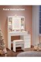 Dressing Table with LED Lights, Adjustable Brightness, 40 x 97.5 x 145 cm, Modern Makeup Desk, Vanity Table with Mirror, Drawers, Open Compartments, Adjustable Shelves, Cloud White - 8