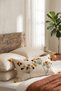Colorful Botanical Bud Flower Motif Embossed Punch Embroidered Tasseled Cotton Throw Pillow Cover 35X55 cm - 2