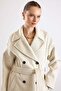 Oversize Low Sleeve Double Breasted Coat Beige Melange 3173 - 4