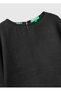 Women's Black 100% Linen Kimono Sleeve Blouse - 3