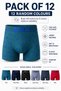 Men’s Jersey Boxer Briefs Pack of 12 – Free Size, Random Colours, Soft Breathable Underwear with Elastic Waistband & Comfort Fit