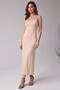 Women's Rope Strap Square Neck Viscose Long Basic Dress Beige