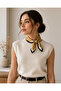 Women's Scarf 50X50 cm Mustard Yellow Floral Patterned Black Edged Stylish Neck and Bag Accessory - 2