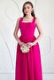 Fuchsia Zippered Thick Strap Linen Dress - 3