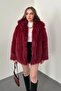 Burgundy fur coat jacket