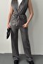 Gray Suede Vest and Pants Set - 3