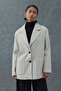 Beige Striped Oversize Jacket