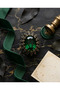 Bronze Women's Ring Authentic Copper Jewelry Margazite Inlaid Green Oval Stone Victorian Style Adjustable V - 4