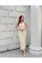 Women's Yellow Deep V-Neck Rope Strap Lace Maxi Dress Elt7252 - 5