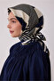 Navy Blue Geometric Pattern 100% Twill Silk Scarf 4401-56 - 2