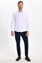Men's Regular Fit Classic Cut Cotton Easy-Iron Dobby White Shirt - 2