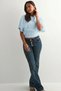 Women's Waist-Fitted Wide-Sleeve Natural Viscose Blouse - Soft Textured Stylish Summer Turquoise (4710) - 5