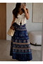 Waist-Wrapped Ethnic Patterned Cotton Long Skirt Std 34-48 - 4