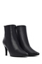 Women's Black Zippered Thin Heeled Leather Boots Af210003Dv - 3