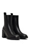Women's Black Zippered Thick Heeled Leather Boots Wf180019Dv - 2