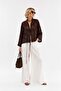 Brown Tie-Dye Detail Embroidered Loose Cut Premium Pareo - Kaftan Shirt - 4