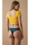 Women's Lace Front and Back Brazilian Panties Lycra Petrol Green Single - 4