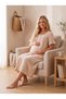 New Season Beige Muslin Fabric Design with Easy Breastfeeding Feature, Ruffle Sleeve Detail, Summer 100% Cotton Maternity Nightgown - 7