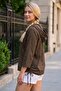 Brown Hooded 3/4 Sleeve Buttoned Side Tie Embroidered Cotton Woven Jacket 60 60 - 7