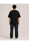 Black Oversize Minimal Turtle Print Design T-Shirt - 3