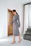 Gray Slit and Drawstring Dress - 4