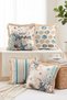 Sea Shell and Starfish Patterned Summer Themed Set of 4 Fringed Throw Pillow Covers - 2