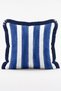 Coastal Themed Sunbed and Parasol Figured Blue Striped 4-Piece Fringed Cushion Cover Set - 5