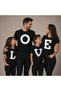 Family Matching Black T-Shirt Love Letter Printed Mom Dad Kids T-Shirt Family Set