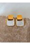 White Pearlescent Gold Steel Earrings - 3