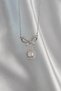 316L Steel Silver Color Bow Detail Zircon Stone Solitaire Necklace