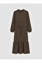 Esvab • Modern & Distinctive Ruffled High Collar Belted Gathered Dress