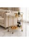 2-Tier Rolling Serving Cart with Glass Shelves, Metal Beverage Cart on Wheels, Modern Mobile Kitchen Trolley with Handle, Space-Saving Storage Cart for Kitchen, Dining Room, Living Room - 3