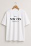 Unisex Black Oversize T-Shirt Short Sleeve Summer Combed Cotton Summer T-Shirt Minimal New York Printed Black Oversize T-Shirt - 4
