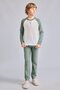 100% Cotton Crew Neck Raglan Long Sleeve Top Elastic Cuff Bottom 2-Piece Pajama Set for Boys I1443A