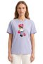 Women's Blue Bowknot Teddy Bear and Dog Printed T-Shirt 100% Cotton Comfortable Fit