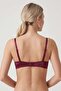 Women's Burgundy Padded Push up Bra with Ear-Shaped Straps - 3