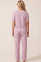 Lilac Heart Patterned Cotton Ribbed Camisole Knitted Pajama Set 26120402 - 3