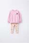 Girl's Strawberry Embroidered Pink Sweatshirt and Leggings Set