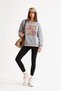 Women's Xoox Pink Graphic Printed Comfortable Fit Crew Neck Gray Sweatshirt - 2