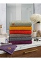 Set of 6 Tasseled Jacquard Avant-Garde Hand & Head Towels |   50X90 cm |   Cotton Ultra Absorbent |   Gift Dowry Box |   Orange - Purple - Water Green - Gray - Mustard - Blue - 6